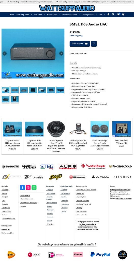 SMSL D6S Audio DAC, Gebruikt, ., Ophalen of Verzenden, SMSL