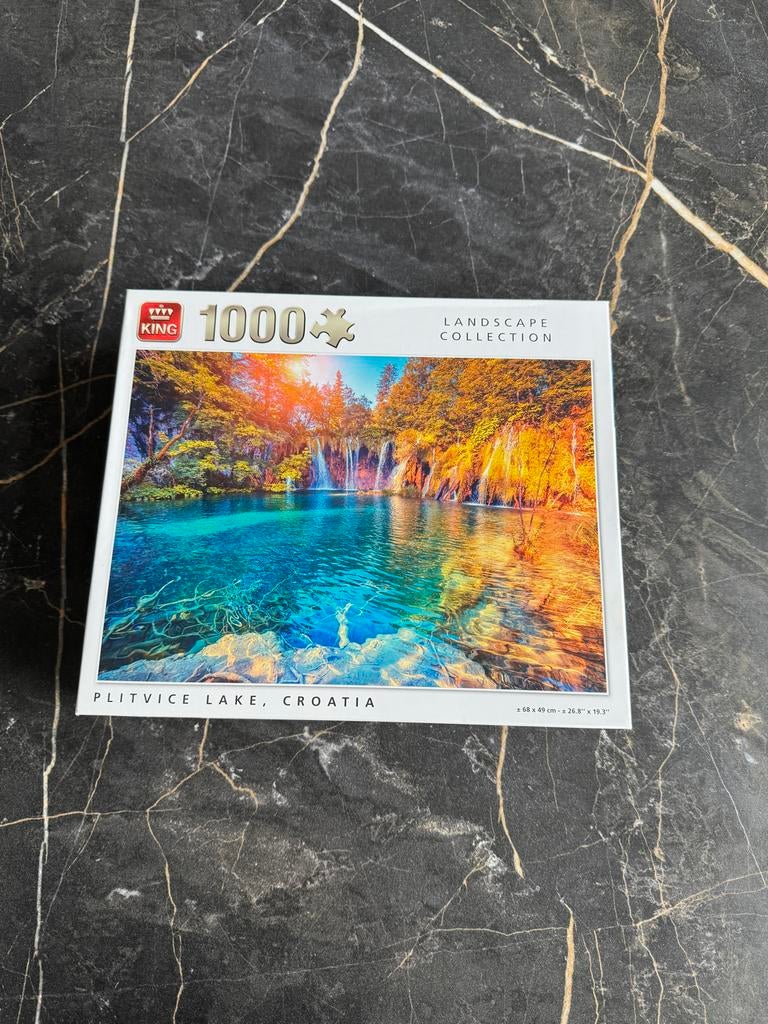 King Legpuzzel Plitvice Lake, Kroatië - 1000 stukjes, Ophalen of Verzenden, 500 t/m 1500 stukjes, Zo goed als nieuw, Legpuzzel