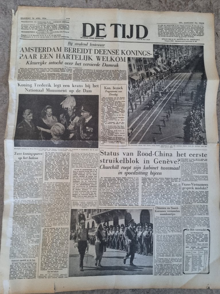 Staatsbezoek Koning Frederik Denemarken in Amsterdam (1954), Ophalen of Verzenden, 1940 tot 1960, Knipsel(s)