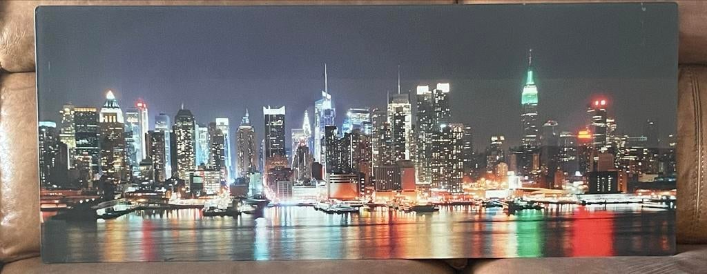 Schilderij op glas van skyline van New York, Ophalen of Verzenden