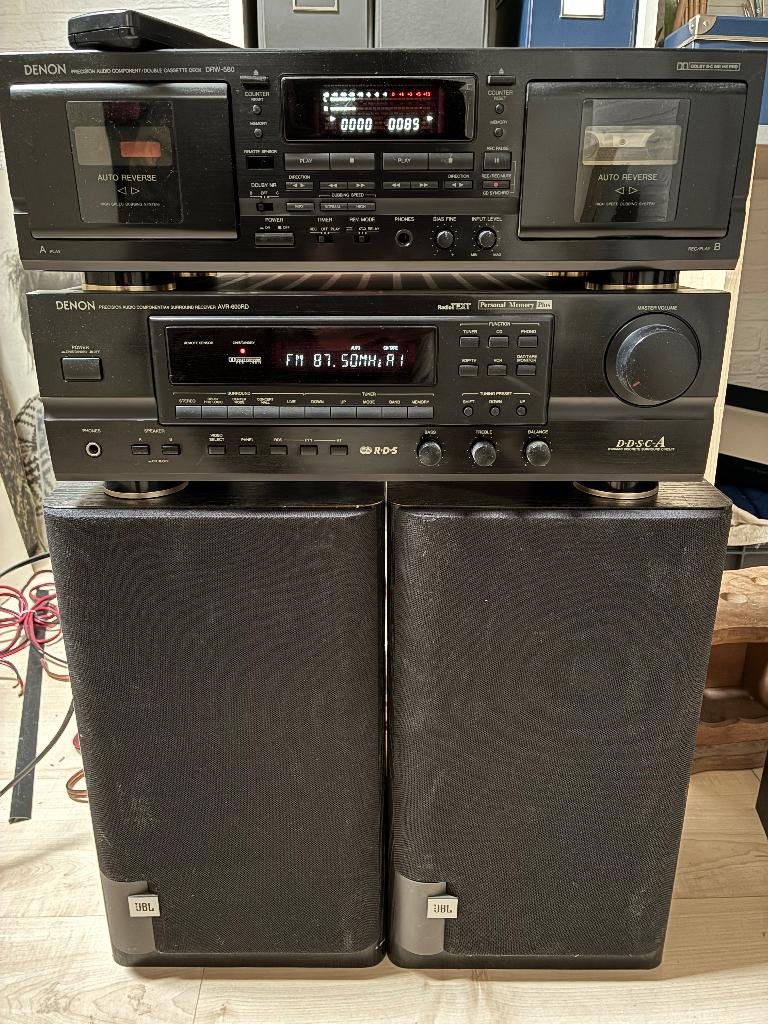Denon receiver, cassettedeck en JBL speakers, Ophalen of Verzenden, Tuner of Radio, Denon, Losse componenten