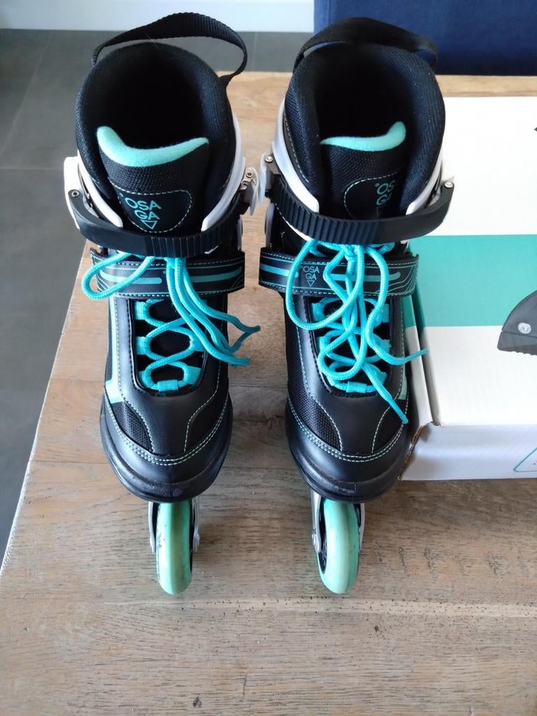 Osaga Inline Skates - Zwart/Turquoise - Maat 37, Zo goed als nieuw, Inline skates 4 wielen, Ophalen, Overige merken