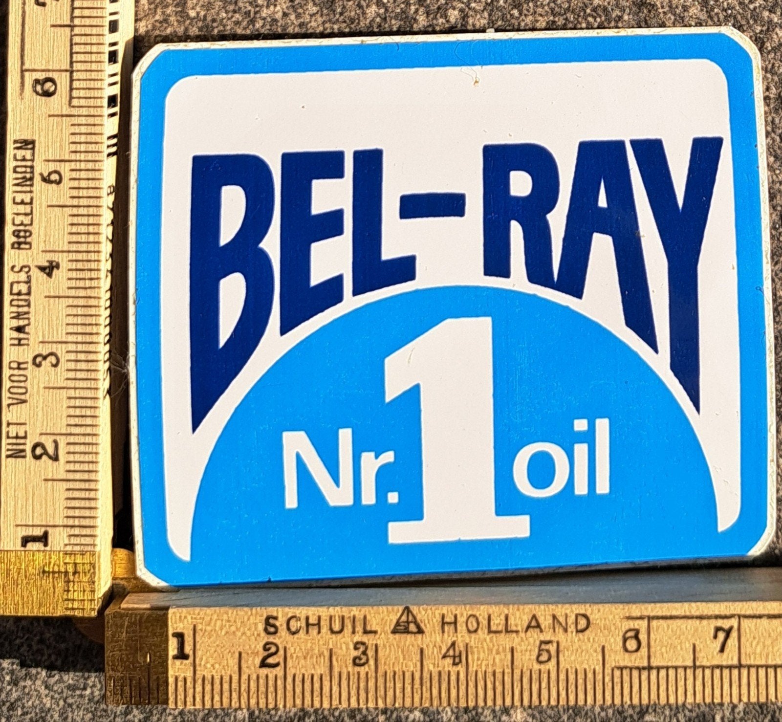 Vintage sticker Bel-Ray Nr.1 Oil olie merk logo autosticker, Ophalen of Verzenden, Zo goed als nieuw