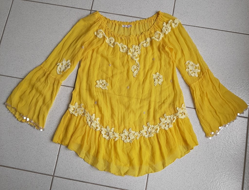 Joyce & girls geel zomerblouse maat M (100% zijde), Geel, Zo goed als nieuw, Joyce & girls, Ophalen