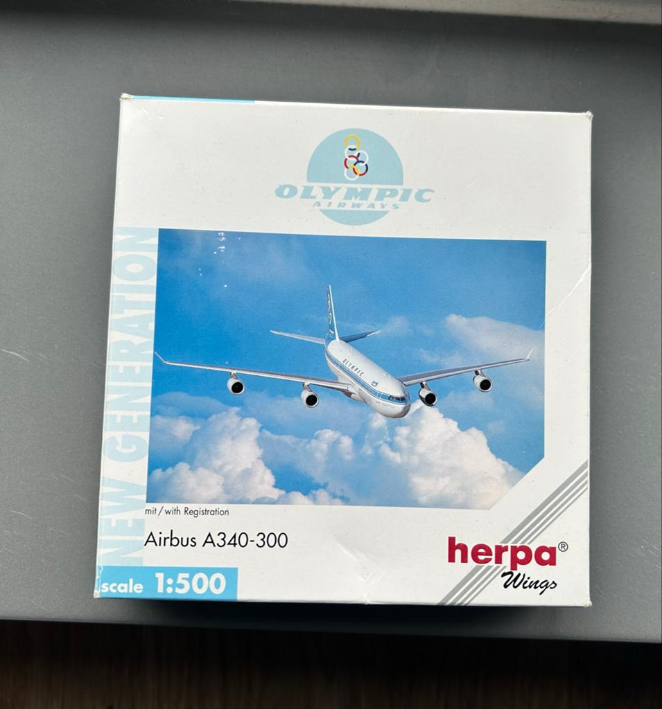 Herpa Wings Olympic Airways Airbus A340-300 Schaal 1:500, Hobby en Vrije tijd, Modelbouw | Vliegtuigen en Helikopters, Overige merken
