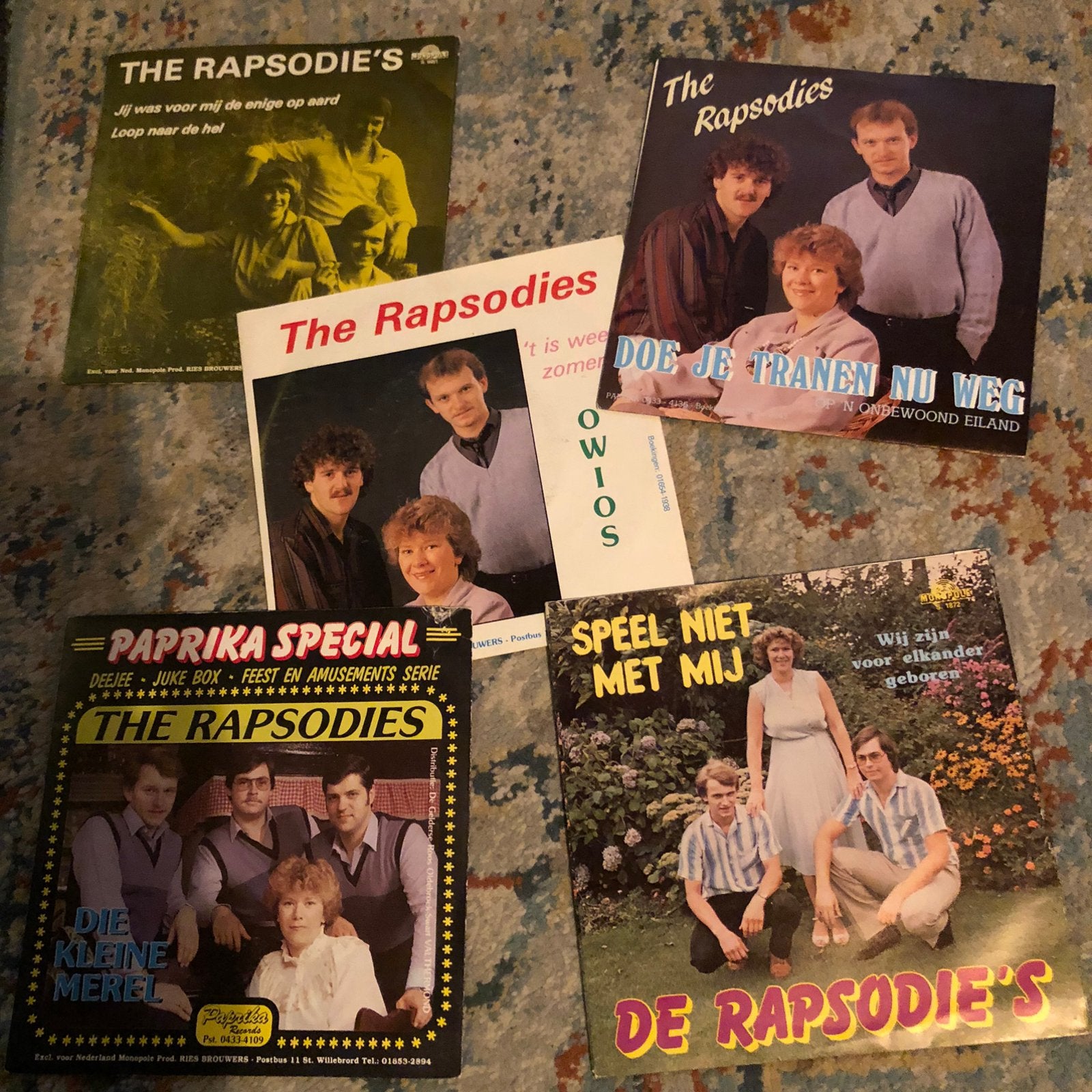 5 singles van The Rapsodies, Ophalen of Verzenden, Zo goed als nieuw, Overige formaten, Levenslied of Smartlap