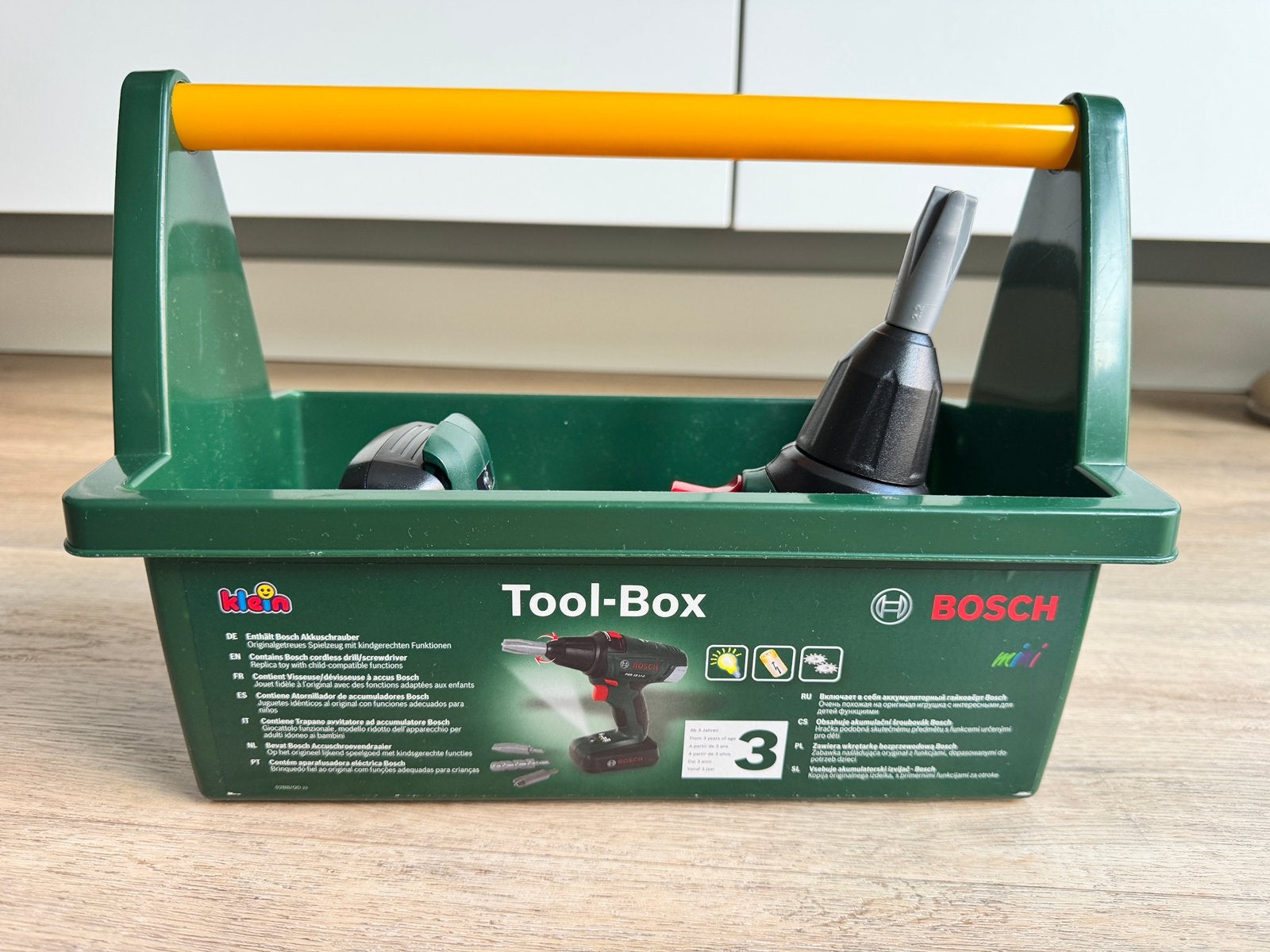 Bosch speelgoedgereedschapskist, accuboormachine-Sinterklaas, Ophalen of Verzenden, Gebruikt