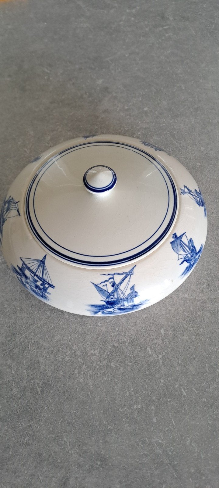 Delfts Blauw Hollandse Schepen Schaal met Deksel, Ophalen of Verzenden