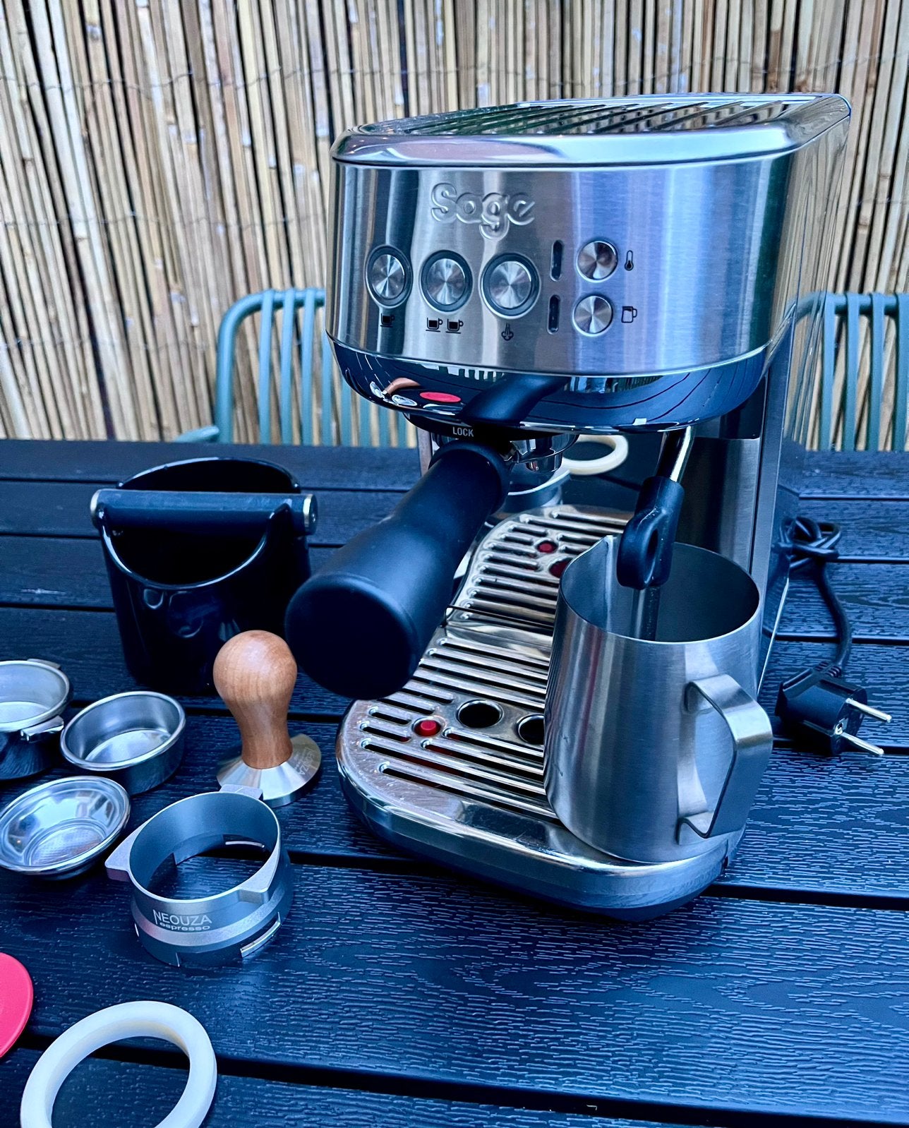 Sage Bambino Plus (incl. veel accessoires), Witgoed en Apparatuur, Koffiezetapparaten, Gebruikt, Espresso apparaat, Gemalen koffie