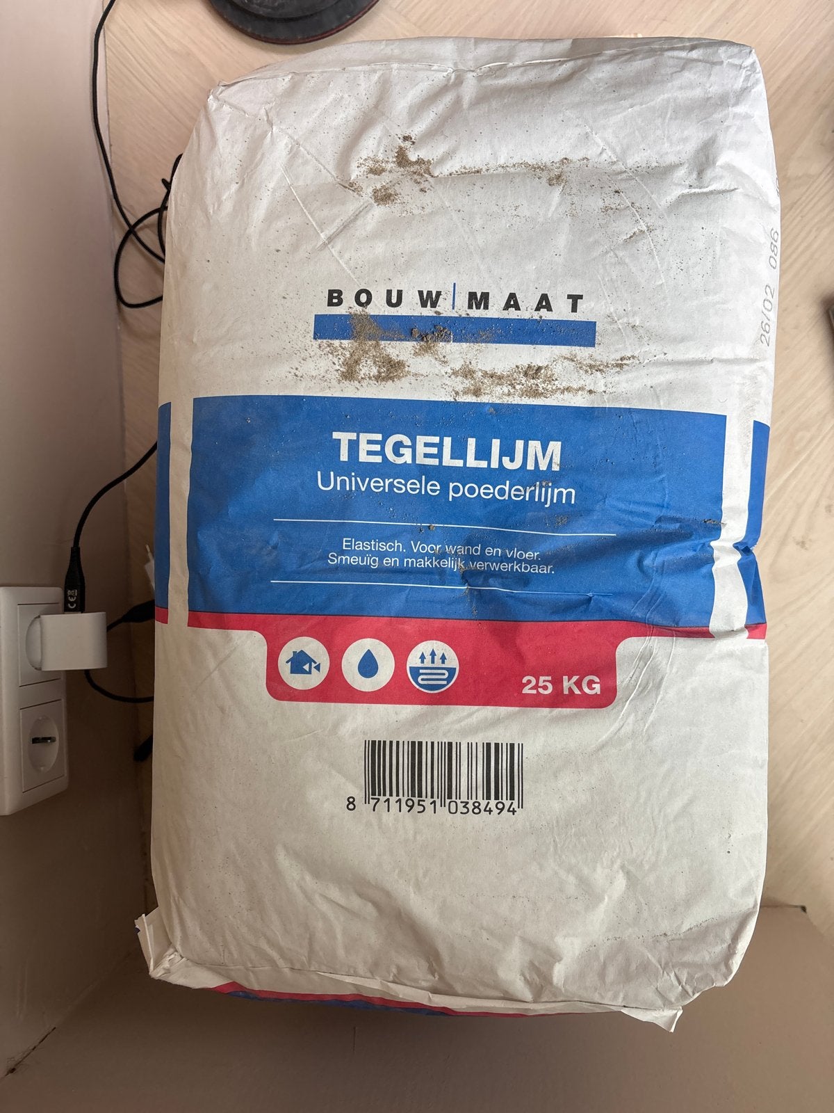 Bouwmaat Tegellijm poederlijm 3 zakken van 25kg, Doe-het-zelf en Verbouw, Ophalen of Verzenden, Nieuw