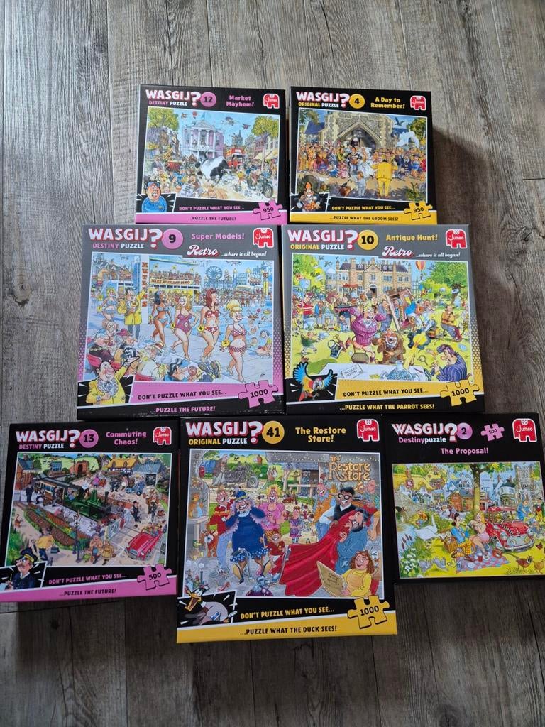 7 wasgij puzzels voor €35,-, Ophalen, 500 t/m 1500 stukjes, Zo goed als nieuw
