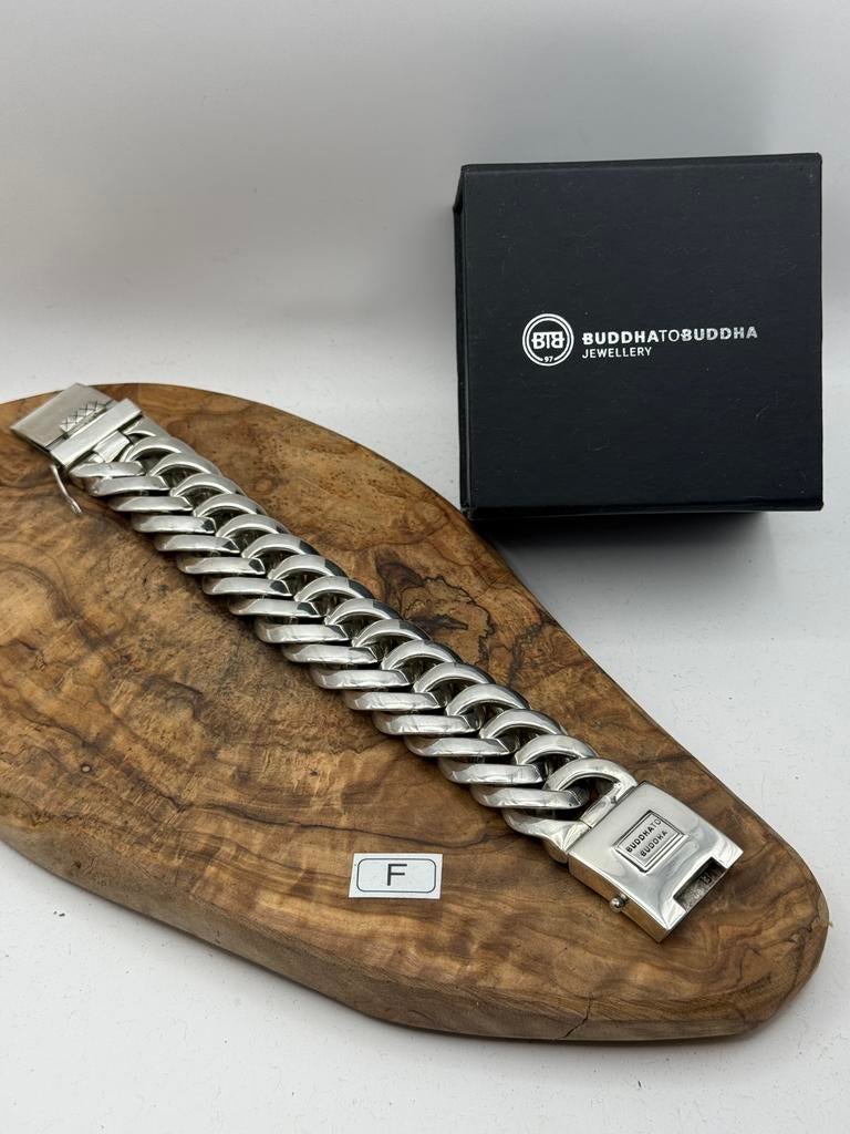 “CHAIN XL” buddha to buddha 24,5cm• Maat: F “GEPOLIJST”, Sieraden, Tassen en Uiterlijk, Armbanden, Ophalen of Verzenden, Zo goed als nieuw