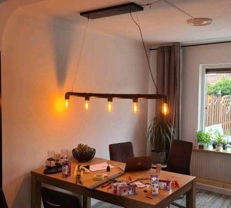 Zelfgemaakte industriële hanglamp van PVC buizen, Ophalen, Kunststof, Industrieel, Modern, E27 (groot)