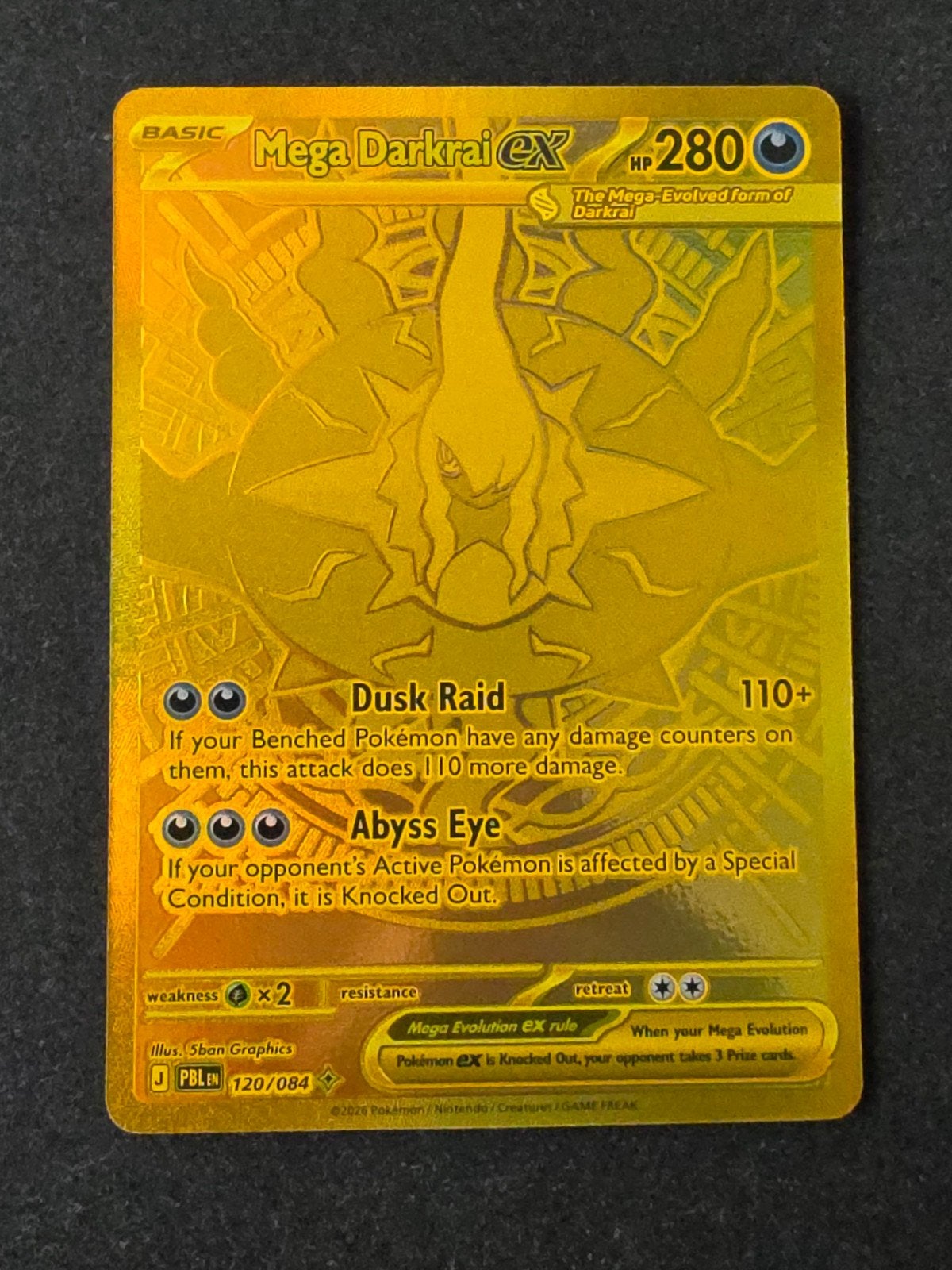 Mega Darkrai 120/094 Pokemon Kaart - Mint Conditie, Hobby en Vrije tijd, Ophalen of Verzenden, Nieuw, Losse kaart, Foil