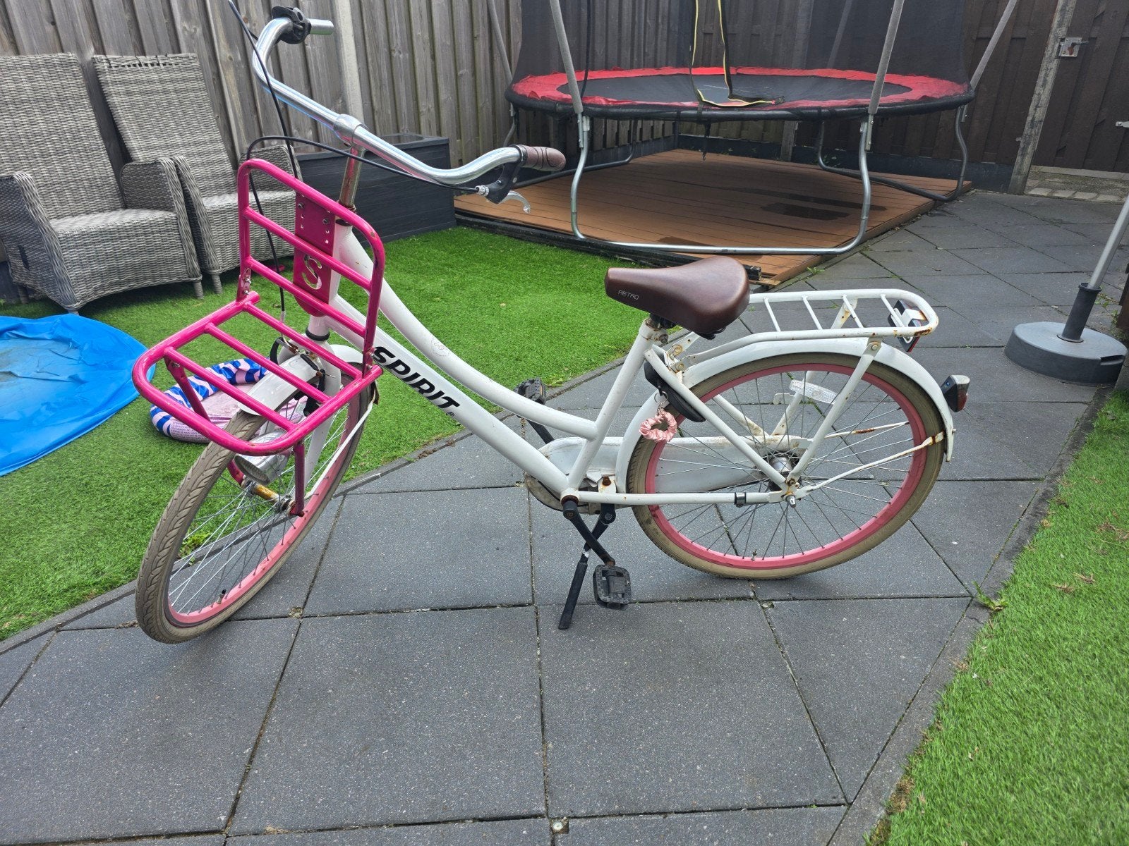 Spirit transportfiets wit/roze 26 inch met 3 versnellingen, Fietsen en Brommers, Terugtraprem, Gebruikt, Spirit, Handrem