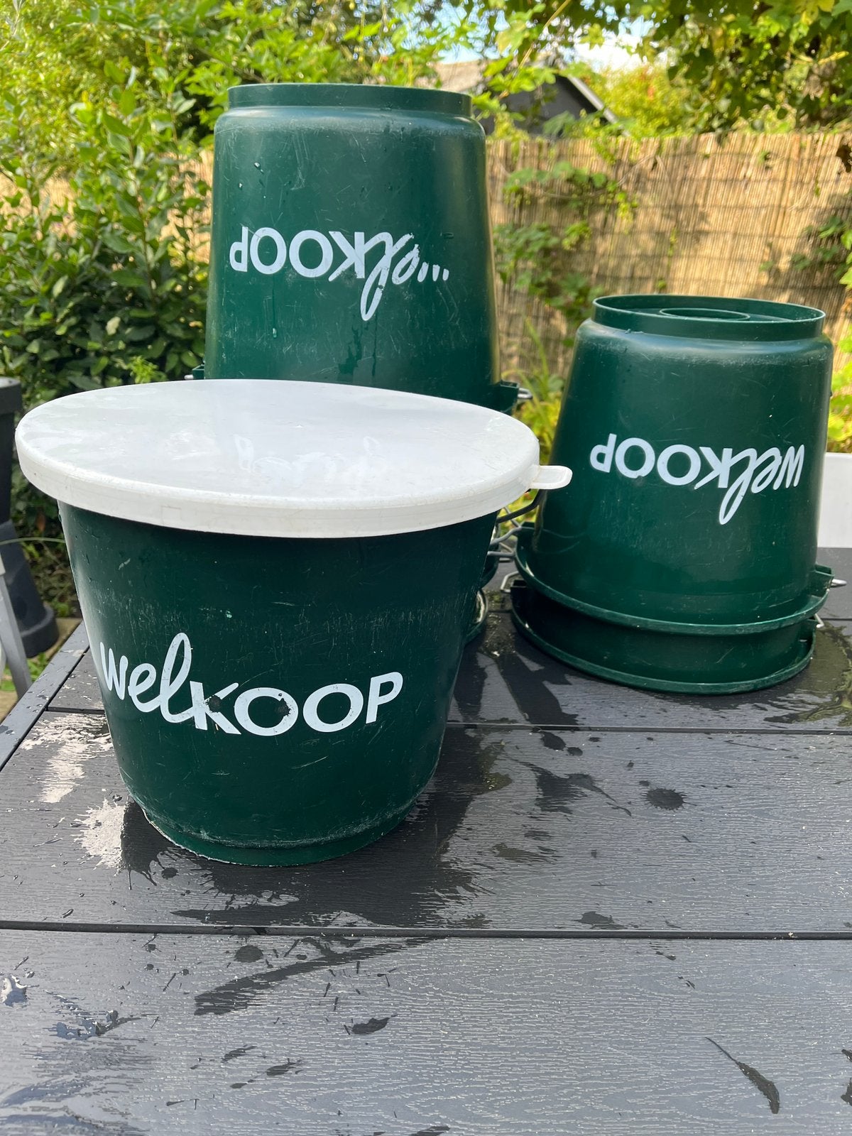 Slobber emmers / voer emmers met deksels 9 stuks, Dieren en Toebehoren, Ophalen, Gebruikt
