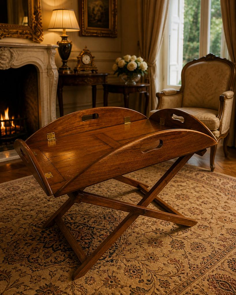 Vintage butler tray - bijzettafel van England...., Ophalen, 50 tot 100 cm, 50 tot 75 cm, Rond