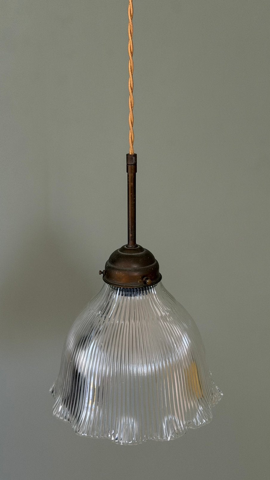Vintage lamp hanglamp pendellamp Holophane art deco, Huis en Inrichting, Gebruikt, Art deco, Glas, E27 (groot)