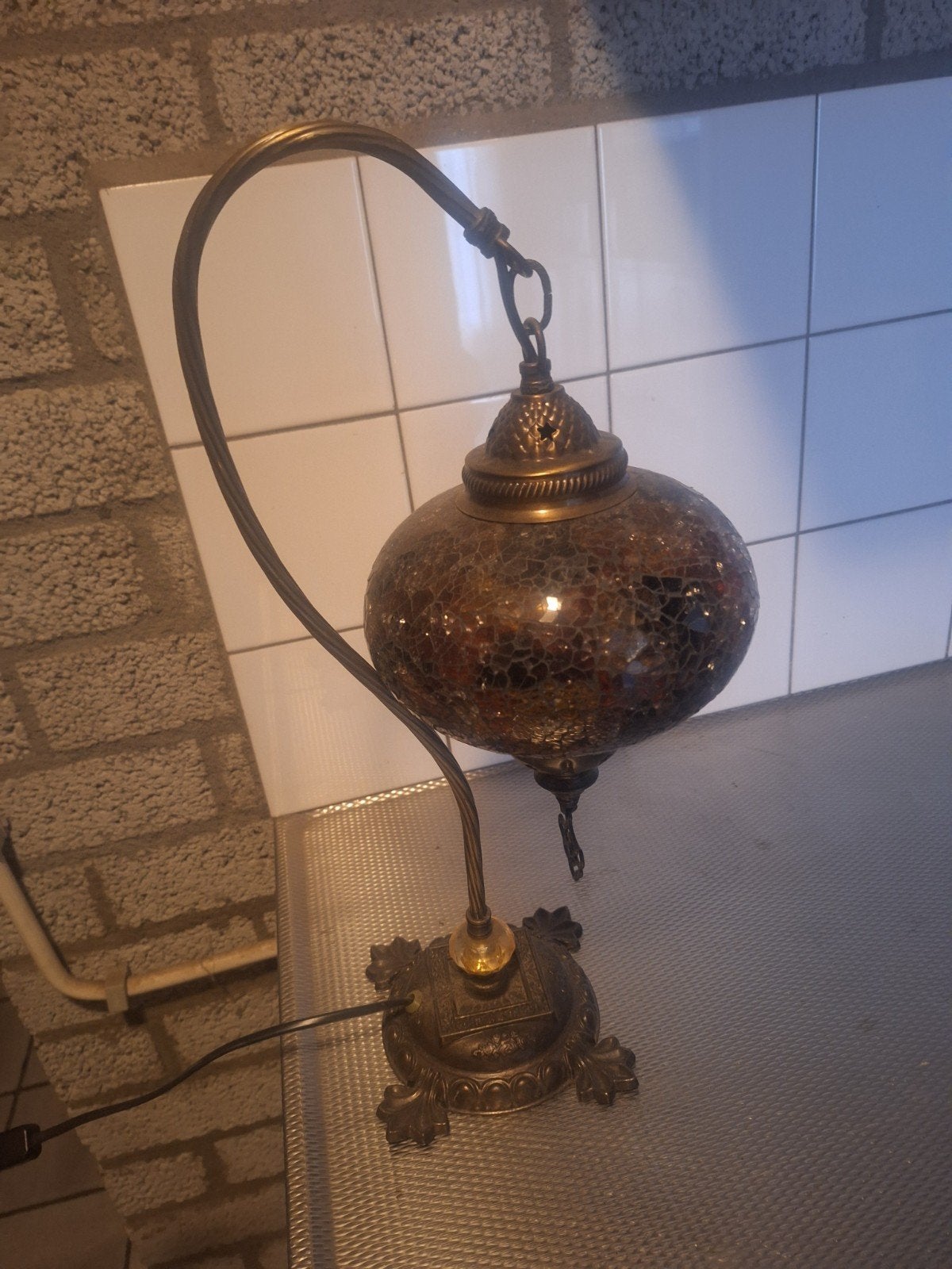 Oosterse Mozaïek Tafellamp - Sfeervolle Verlichting, Huis en Inrichting, Lampen | Tafellampen, Ophalen, Overige merken, Meerkleurig