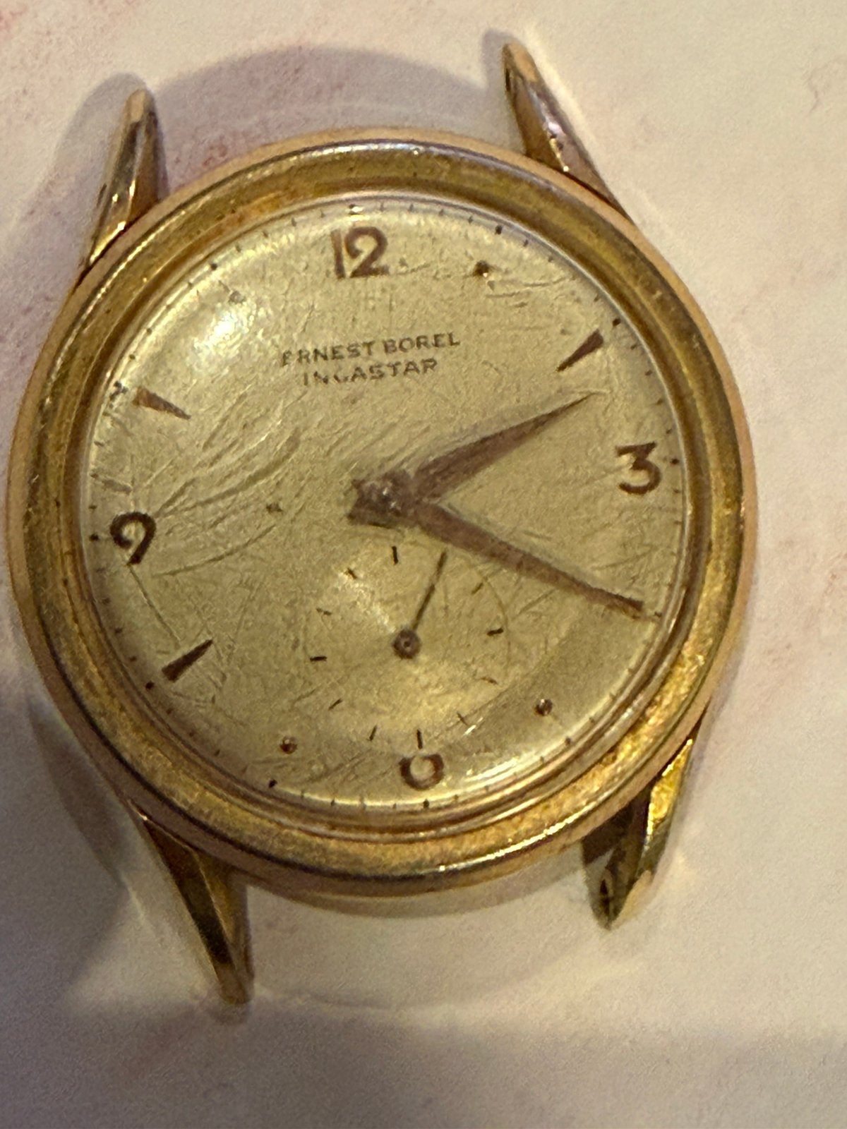Ernest Borel Incastar vintage herenhorloge met werk, Ophalen of Verzenden, Staal, Overige merken, 1960 of later