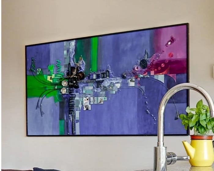 Jaren ‘70 Uniek Abstract Kunstwerk - Mixed Media. 83x175, Ophalen