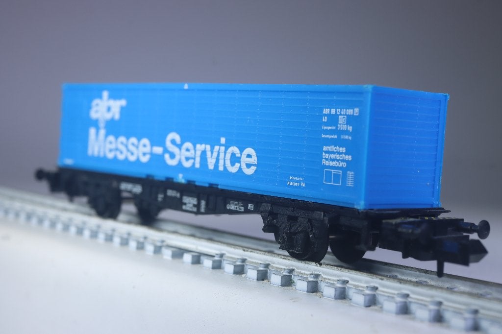 Draagwagon type Lbgjs met 40 ft Abr Messe Service, DB, Gelijkstroom, Trix, Ophalen of Verzenden, Nieuw