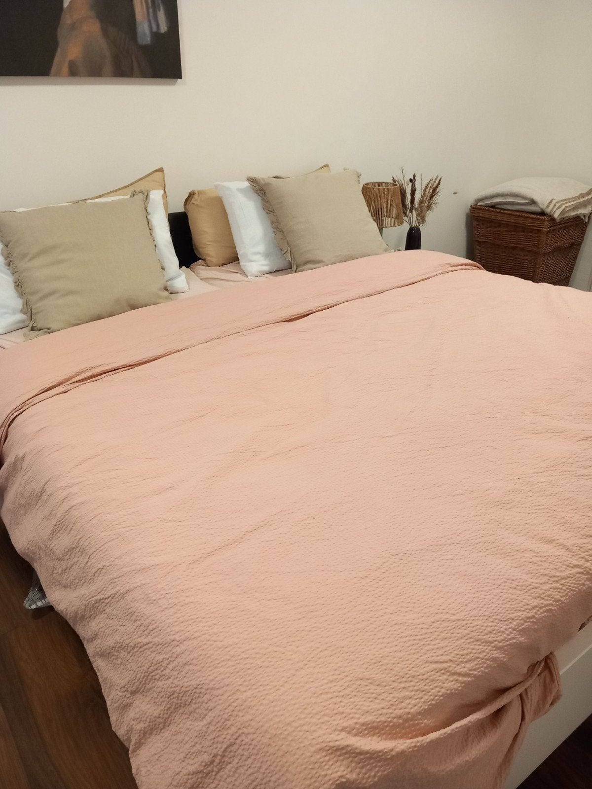 Gratis tweepersoonsbed met Ikea matrassen 180 x 200 cm, Ophalen, Gebruikt, Wit, Tweepersoons