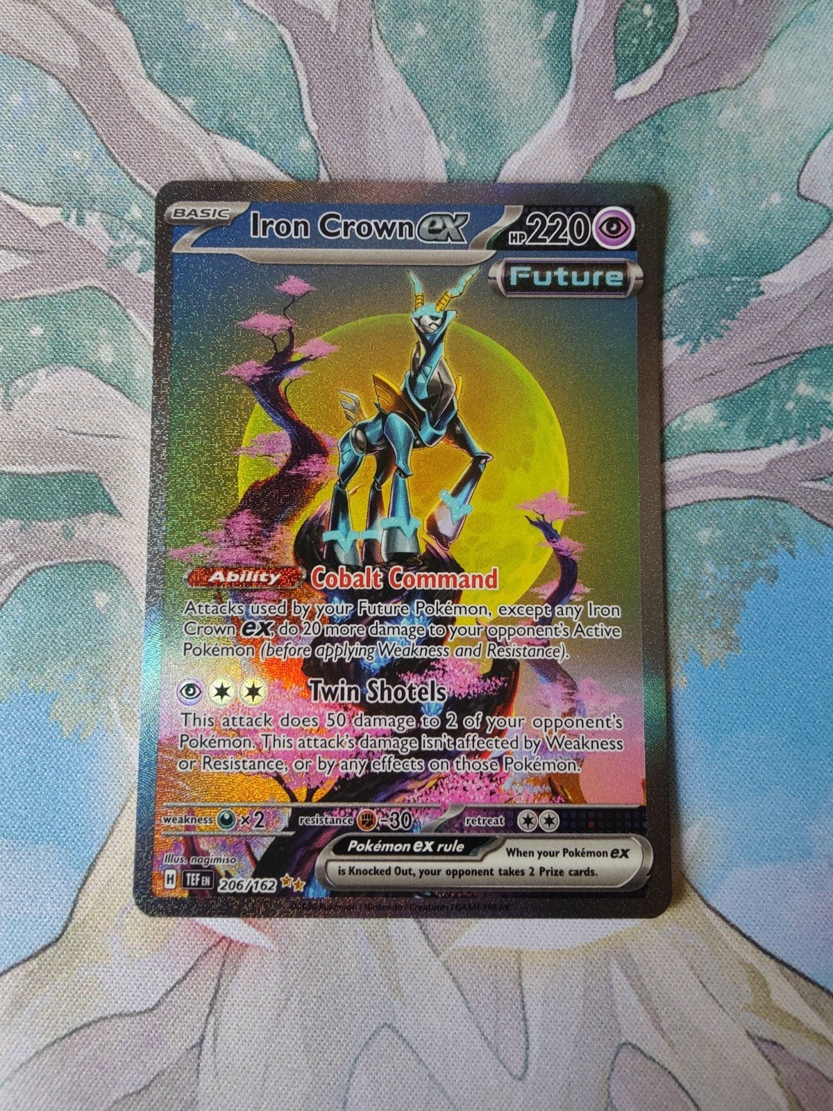 Pokemon temporal forces iron crown ex illustration 206/162, Ophalen of Verzenden, Nieuw, Losse kaart, Foil