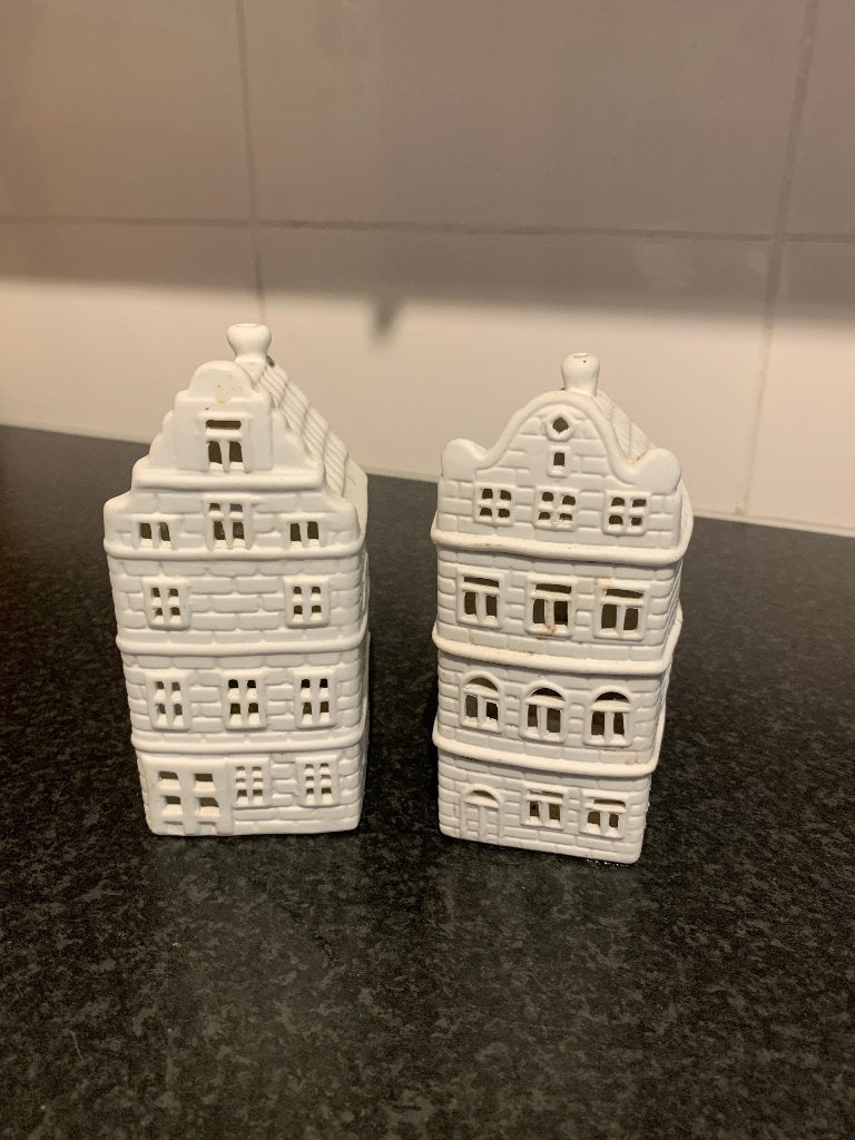 theelichthouder Amsterdamse huisjes, Ophalen, Overige materialen, Gebruikt, Wit