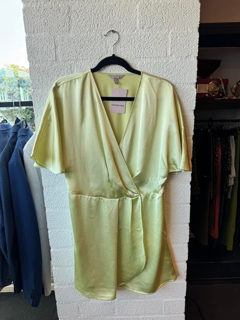 H&M licht groen/ geel jurk maat L, Kleding | Dames, Ophalen of Verzenden, Zo goed als nieuw, Geel