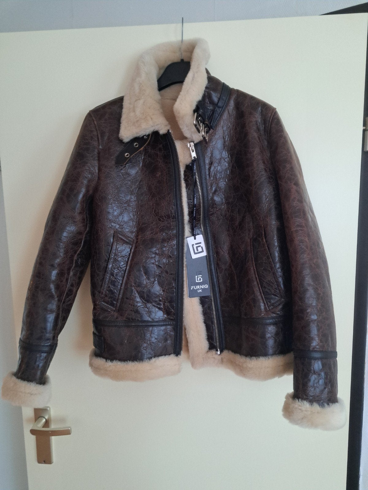 Leren pilotenjack met schapenvacht voering maat S, Kleding | Heren, Bruin, Verzenden, Nieuw, Overige maten