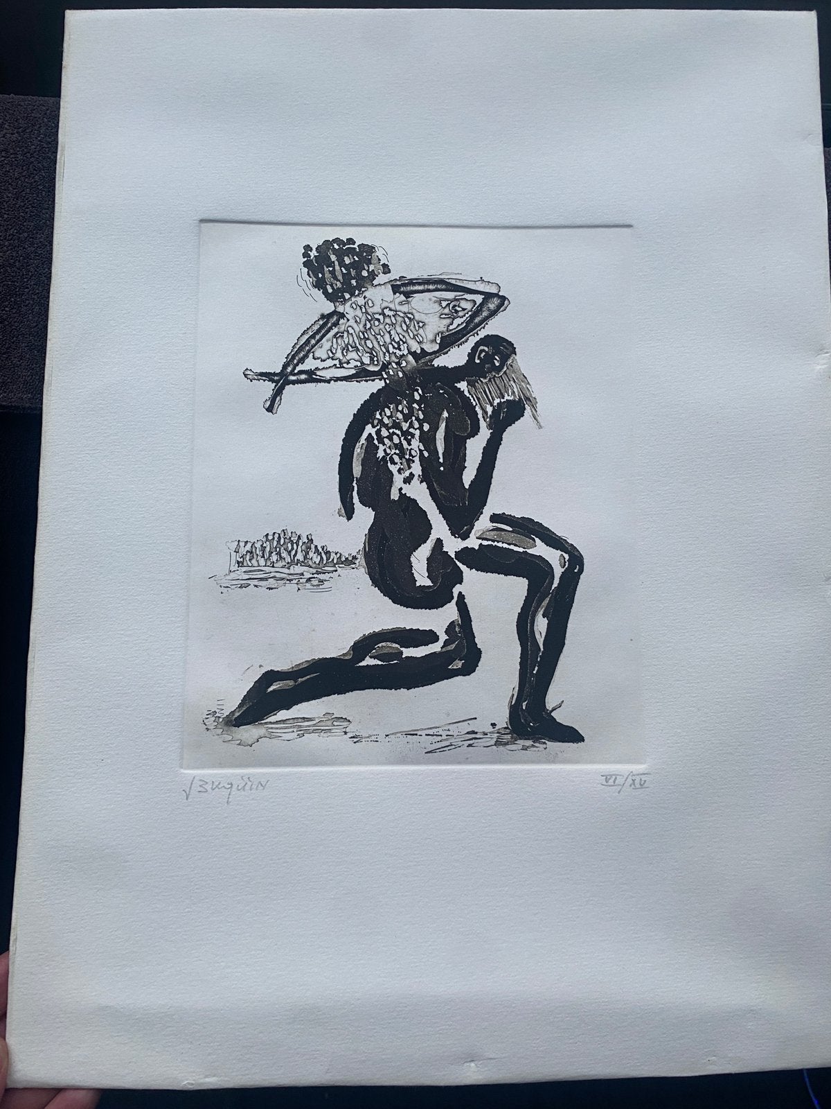 Jean Bilquin ets gesigneerd oplage 13 v 15, Annie van Paemel, 44 cm, 34 cm, Mythologie, Genummerd