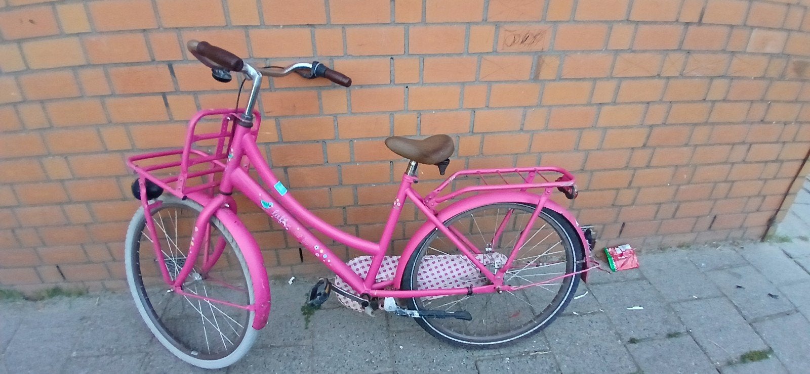 Roze omafiets met versnellingen - Gebruikt, Fietsen en Brommers, Fietsen | Kinderfietsjes, Ophalen, Gebruikt, Terugtraprem, 20 inch of meer