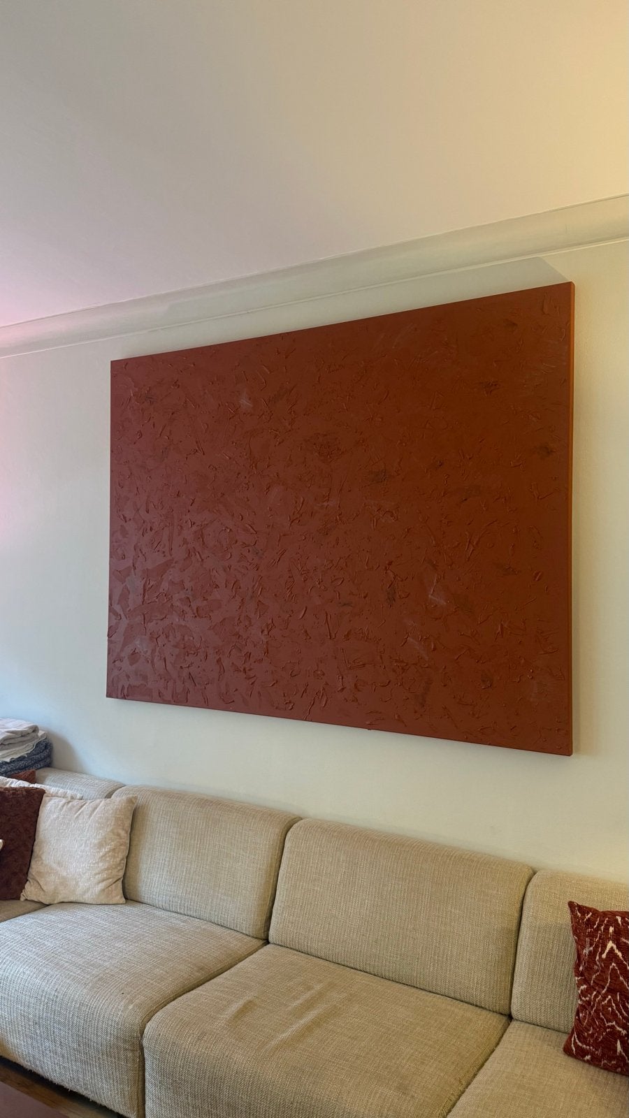 Terracotta Bruin Getextureerd Canvas Kunstwerk 150x200cm, Ophalen