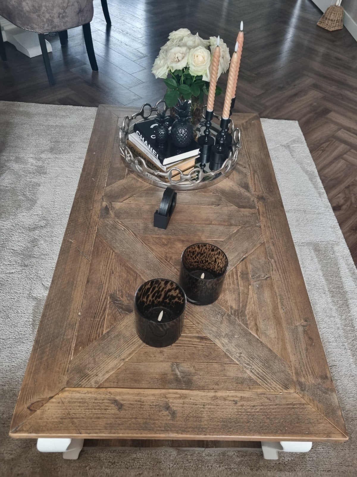 Handgemaakte salontafel Riviera Maison stijl 70x130 cm, Ophalen, Gebruikt, Riviera Maison stijl, Rechthoekig