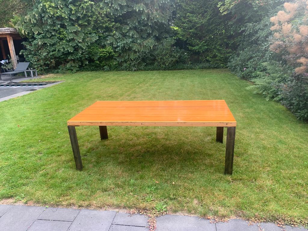 Bowlingbaan tafels met stalen poten, Huis en Inrichting, Ophalen, Gebruikt