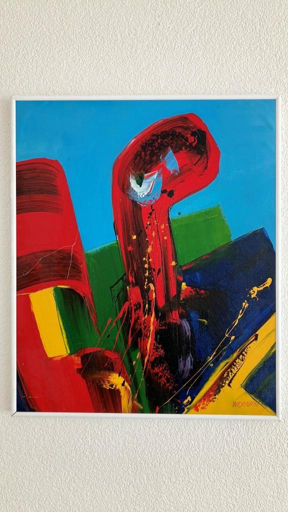 Kate Wilkinson schilderij abstracte kunst olieverf op doek, Antiek en Kunst, Kunst | Schilderijen | Abstract, Ophalen