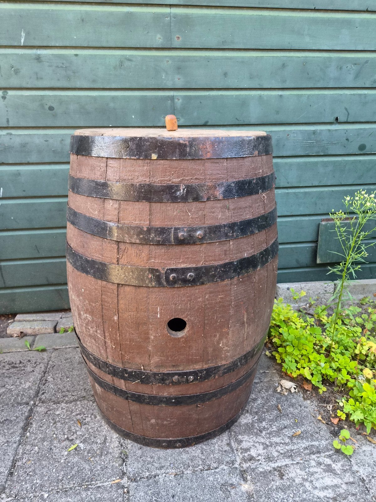 Houten wijnvat / regenton, Ophalen, Gebruikt, Rond, 60 tot 100 cm