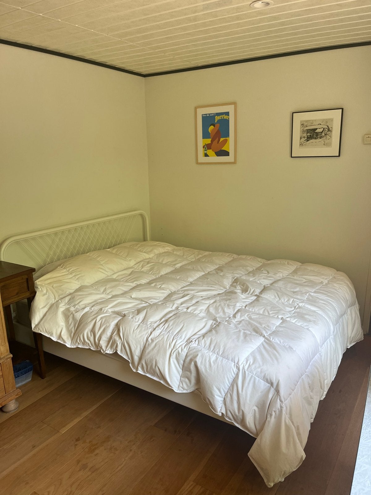 IKEA Nesttun bed 160x200 cm met lattenbodem, nette staat, Ophalen, Gebruikt, Wit, Tweepersoons