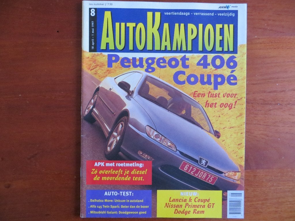 Autokampioen 8 1997 406 Coupé V6, Lancia K Coupé, Dodge Ram, Ophalen of Verzenden, Nieuw, Peugeot