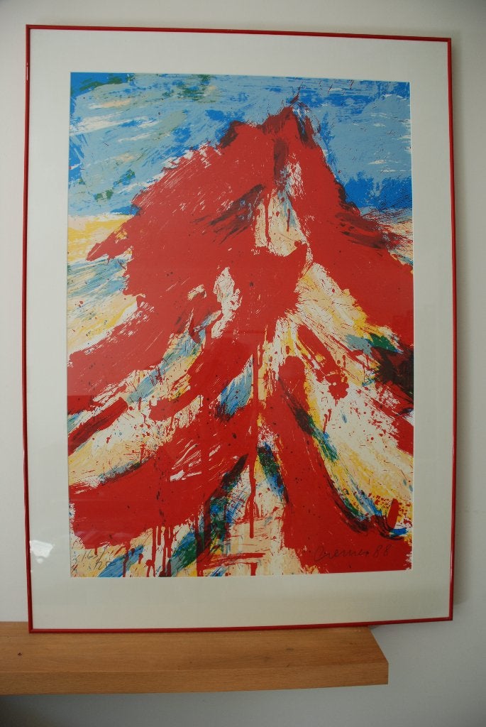 Abstracte zeefdruk van Cremer, gesigneerd en gedateerd '88, Ophalen, Zeefdruk, Gesigneerd, Landschappen