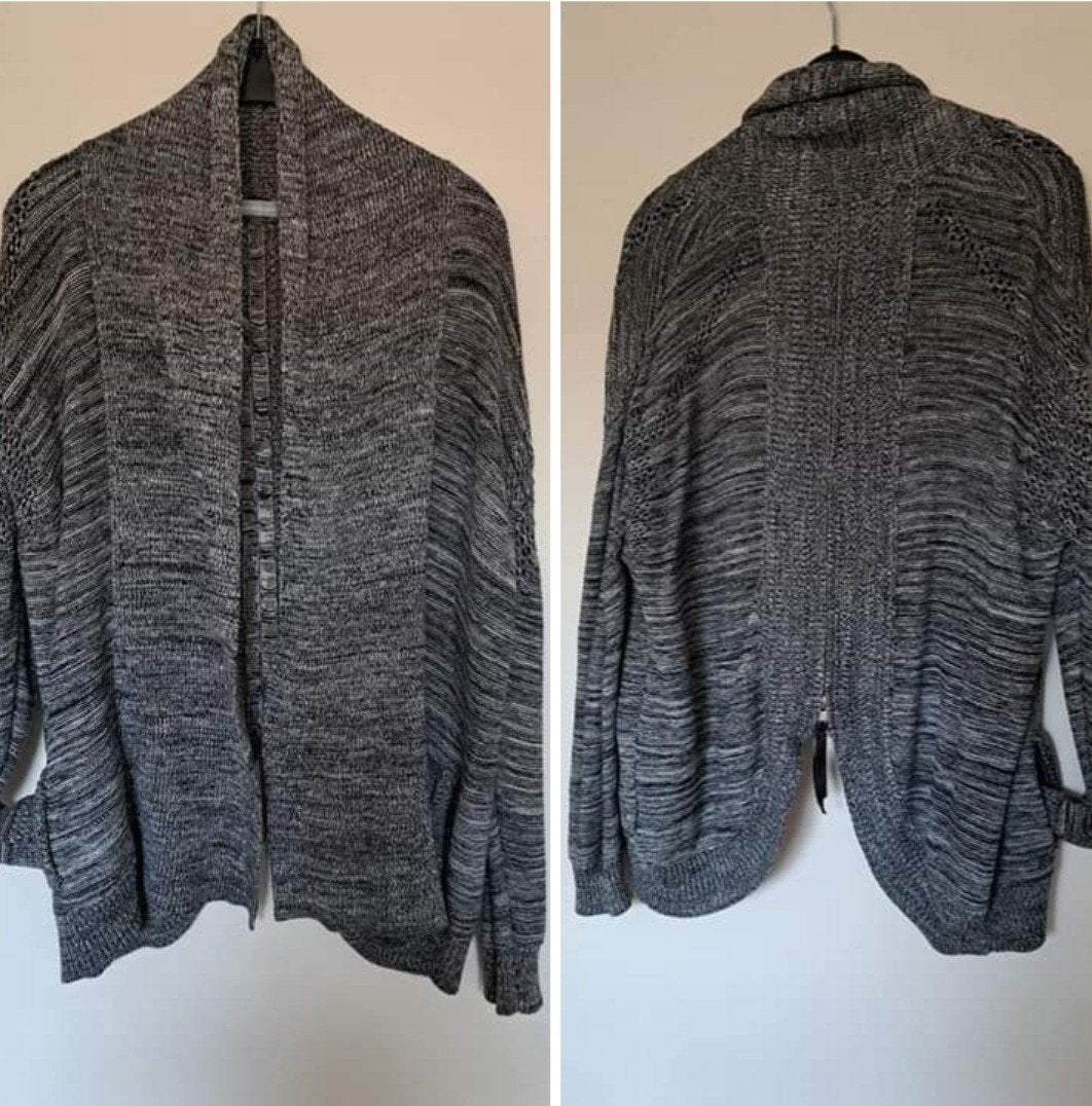NIEUW Gemeleerd gebreid grijs vest rits op rug Repeat 40, Kleding | Dames, Nieuw, Ophalen of Verzenden, Grijs, Maat 38/40 (M)