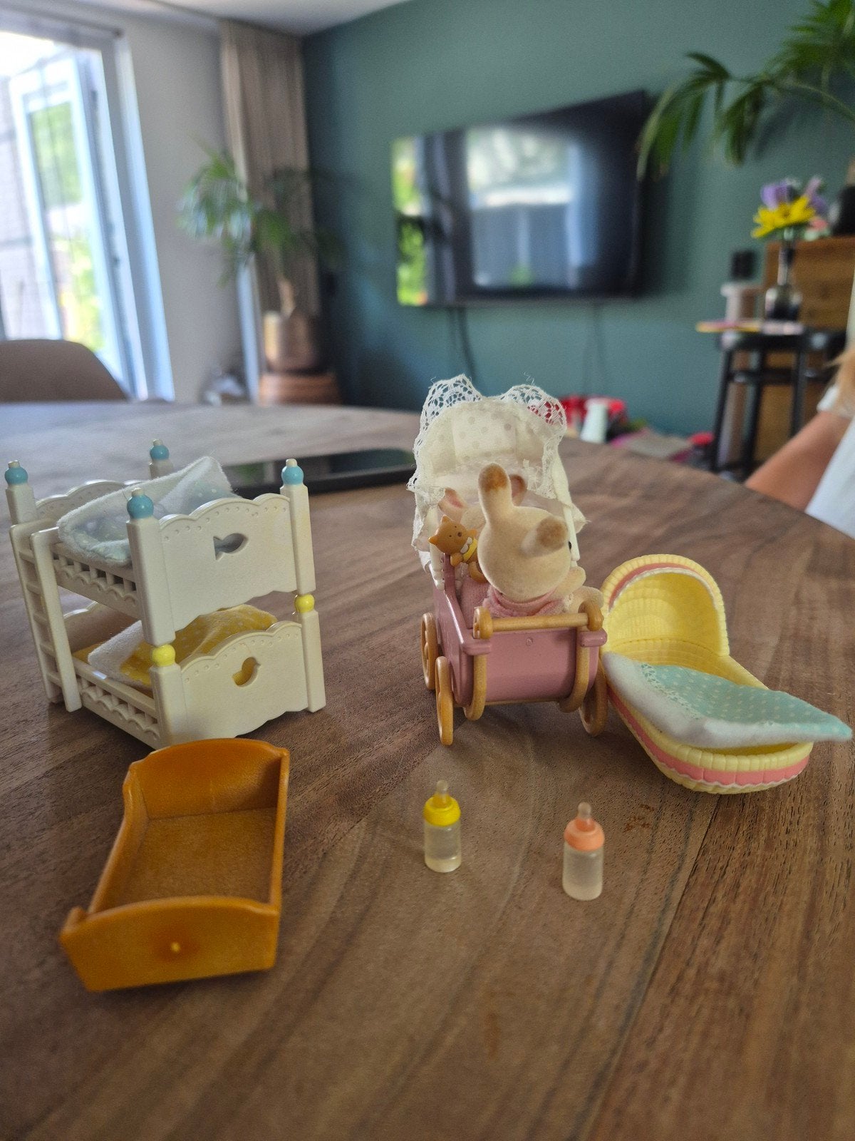 sylvanian baby hoogslaper, wieg en kinderwagen, Ophalen of Verzenden, Zo goed als nieuw, Poppenhuis