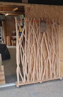 Unieke Room Divider met Wieltjes - Natuurlijk Hout Design, Hout, Beige, Overige stijlen, Ophalen of Verzenden