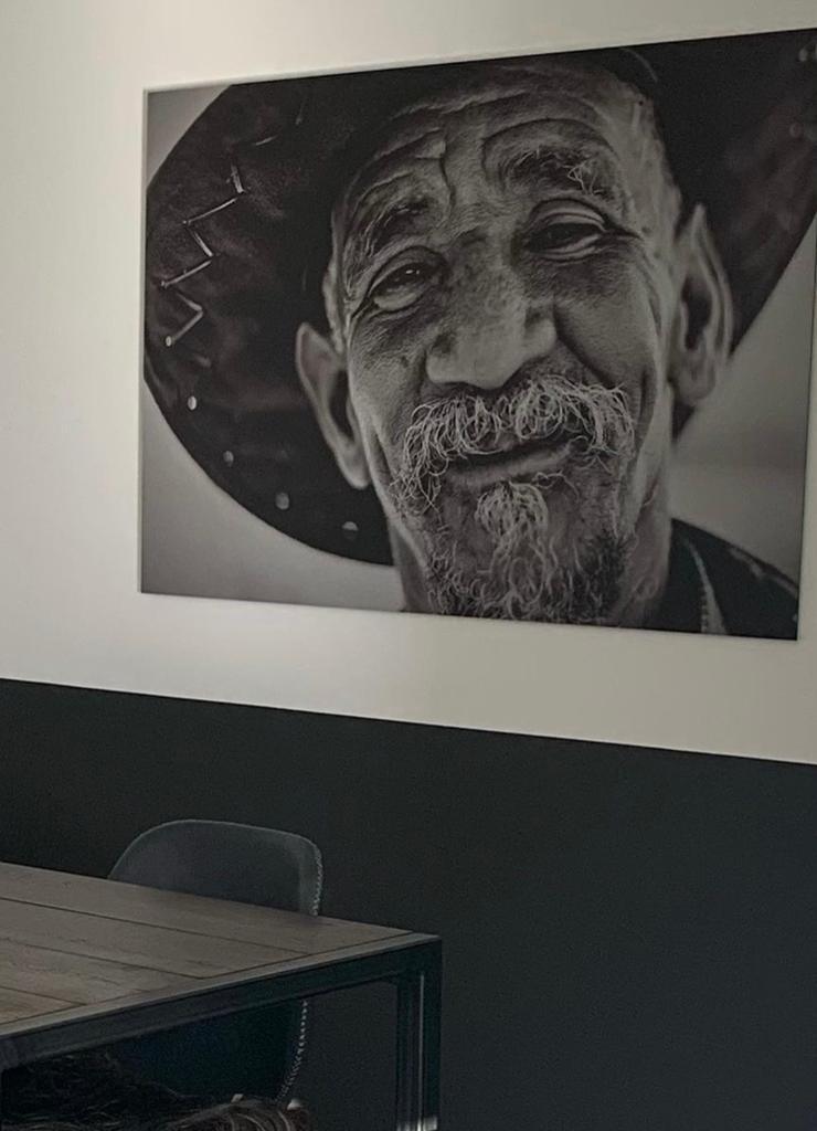Old wise man op bidond 120x80, Ophalen, Zo goed als nieuw, Minder dan 50 cm, Schilderij