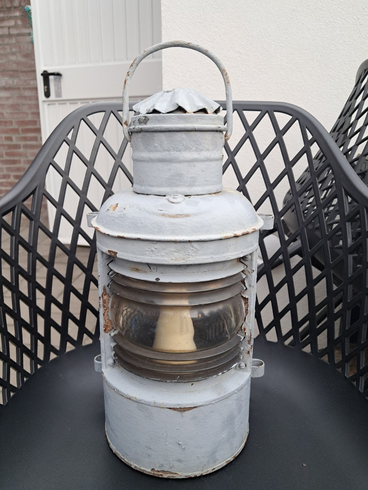 oude scheepslamp gemoderniseerd (fresnel), Ophalen of Verzenden, Gebruikt