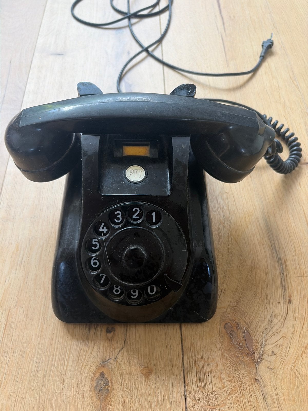 Vintage PTT Telefoon met Draaischijf - Zwart Bakeliet, Ophalen of Verzenden, Gebruikt, Bakeliet