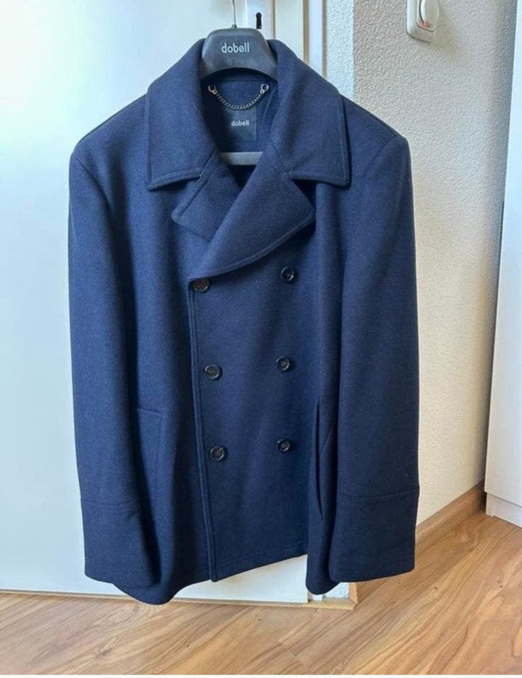 Mooie blauwe jas (30% wol, 70% polyester) maat xl, Ophalen of Verzenden, Zo goed als nieuw, Maat 56/58 (XL), Blauw