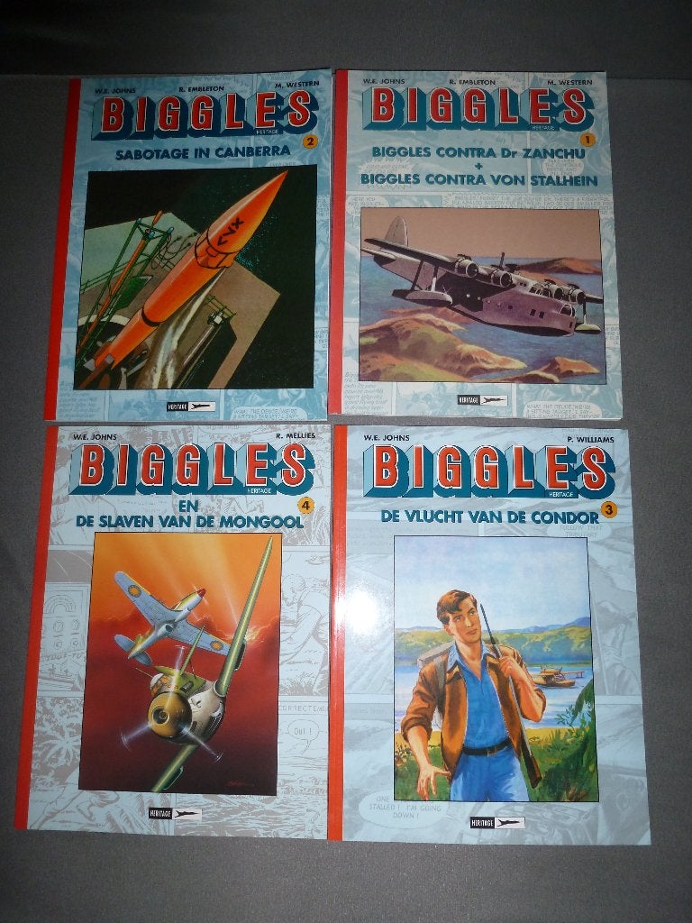 Biggles 4 x uitgave heritage   zie omschrijving, Complete serie of reeks, Ophalen of Verzenden, Zo goed als nieuw