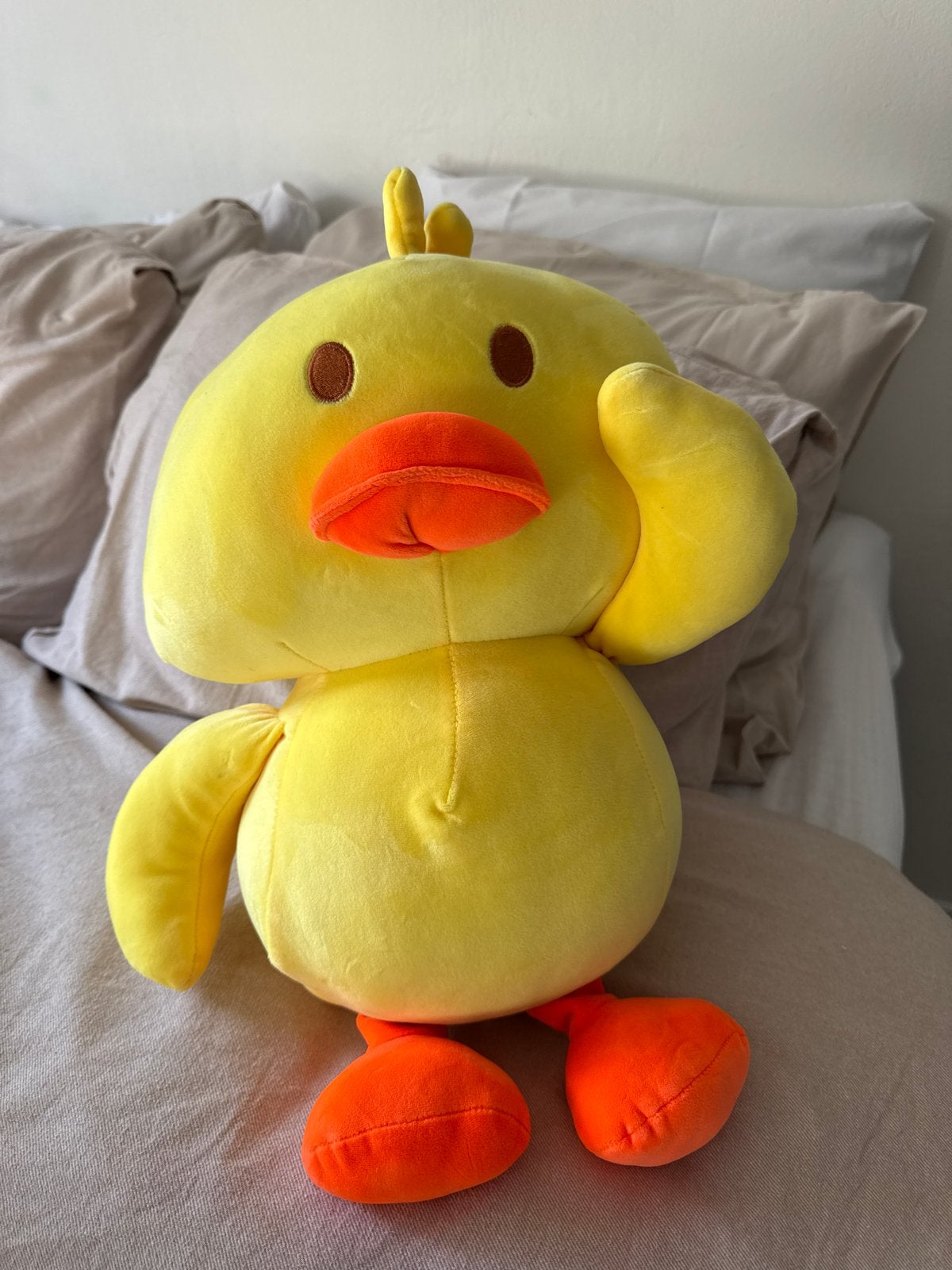 Grote gele eend knuffel - Zacht en knuffelbaar, Geel, Ophalen of Verzenden, Zo goed als nieuw, Middelgroot (20 tot 80 cm)